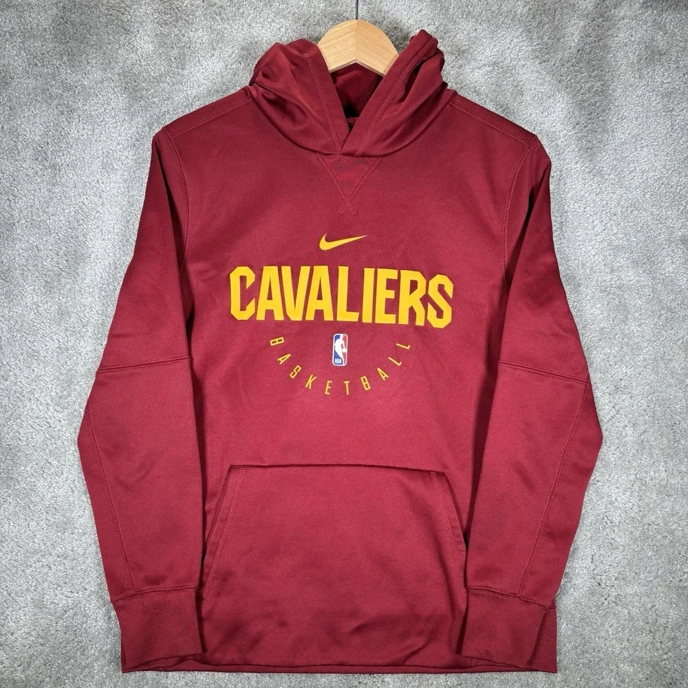 Nike Cleveland Cavaliers Hoodie Sweatshirt Youth Boys L Pullover Red Dri Fit NBA